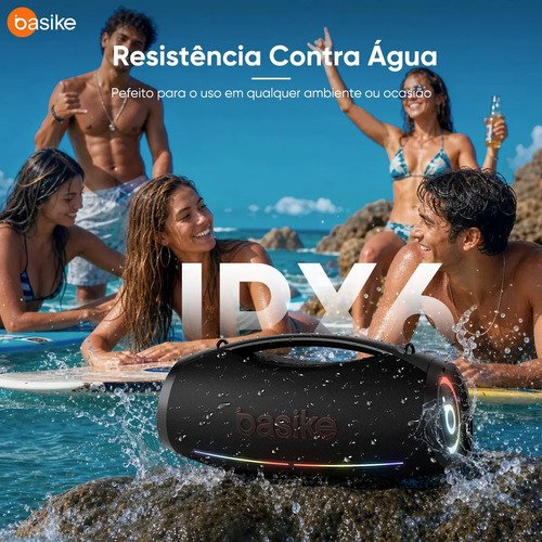 Caixa de Som Boombox Basike 500W Bluetooth, para Festa, com Graves Forte e RGB IPX6