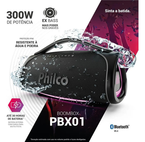 Caixa de som Boombox Philco Extreme Bluetooth V.5.4 300W PBX01