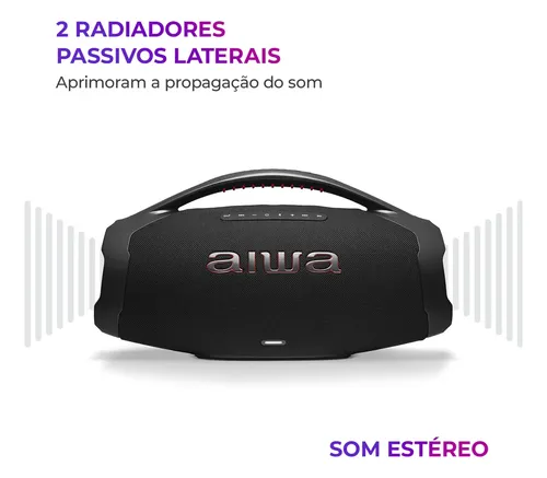 Caixa De Som Boombox Plus Aiwa Bbs-01-b 200w Bt 30h Ip66 Usb