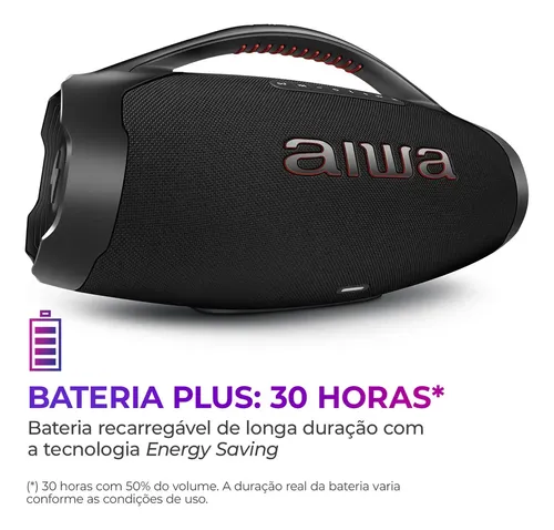 Caixa De Som Boombox Plus Aiwa Bbs-01-b 200w Bt 30h Ip66 Usb