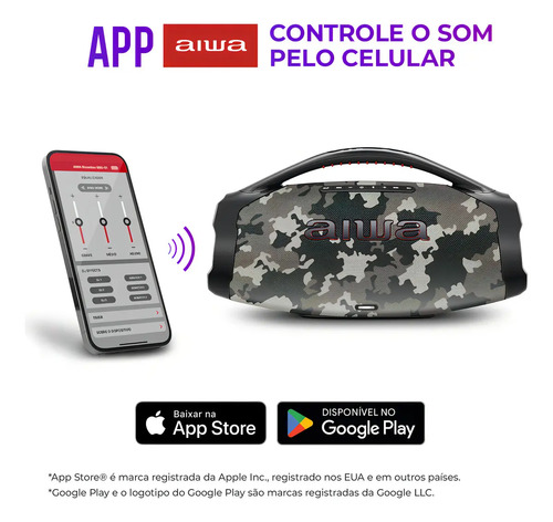 Caixa de Som Boombox Plus AIWA BBS-01-BG 200W Bluetooth 30H IP66 USB Cinza