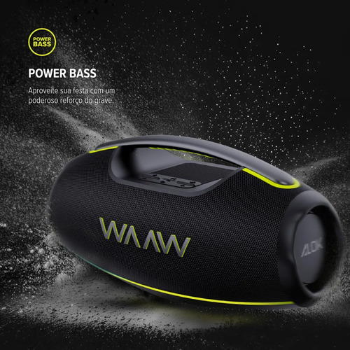 Caixa de Som Boombox Waaw by Alok Hyperboom 1000 Bluetooth À Prova d'Água 180W RMS Até 12h de Autonomia