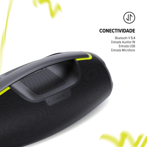 Caixa de Som Boombox Waaw by Alok Hyperboom 1000 Bluetooth À Prova d'Água 180W RMS Até 12h de Autonomia
