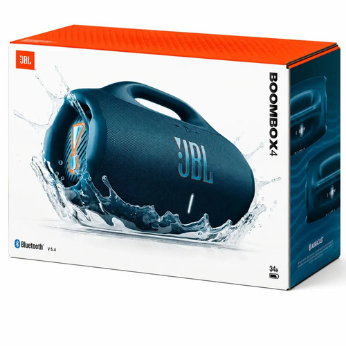 Caixa De Som Jbl Boombox 4 Bluetooth Som 210w Jbl Pro Ai Sound Boost Graves Personalizáveis Bateria De Até 34h Ip68 Áudio Lossless Azul