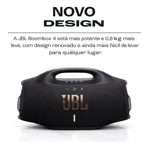 Caixa De Som Jbl Boombox 4 Bluetooth Som 210w Jbl Pro Ai Sound Boost Graves Personalizáveis Bateria De Até 34h Ip68 Áudio Lossless Preta