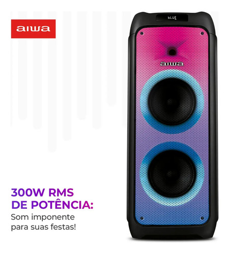 Caixa De Som Partybox Aiwa Pb-06 Bluetooth 20h Rgb Usb Tws