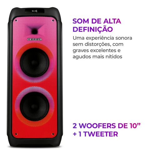 Caixa De Som Partybox Aiwa Pb-06 Bluetooth 20h Rgb Usb Tws