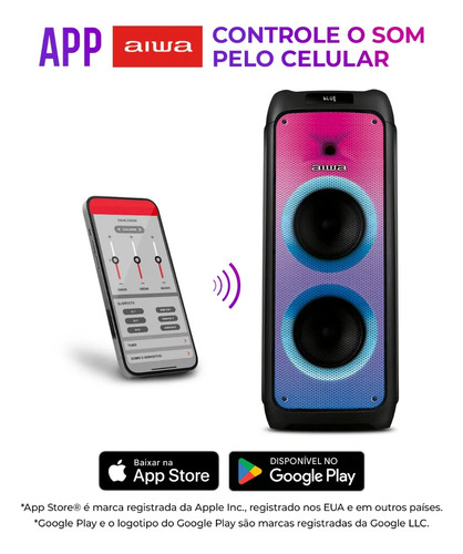Caixa De Som Partybox Aiwa Pb-06 Bluetooth 20h Rgb Usb Tws