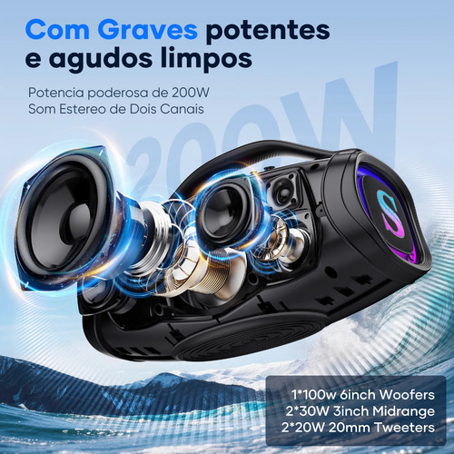 Caixa De Som Sabala Dr-300 200w 39000mah Rgb Bluetooth 5.4