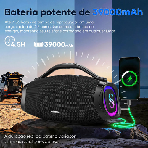 Caixa De Som Sabala Dr-300 200w 39000mah Rgb Bluetooth 5.4