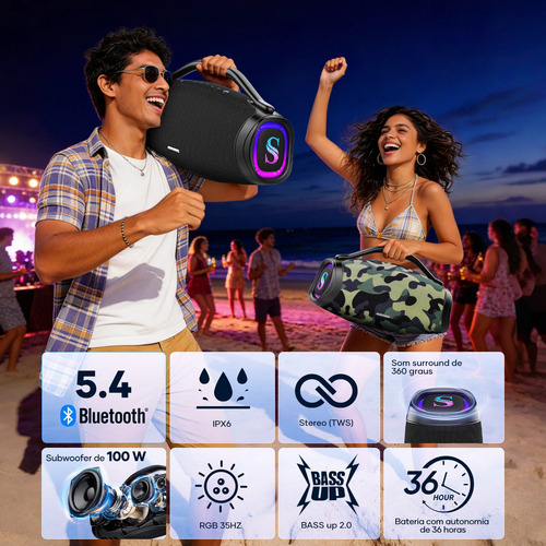 Caixa De Som Sabala Dr-300 200w 39000mah Rgb Bluetooth 5.4
