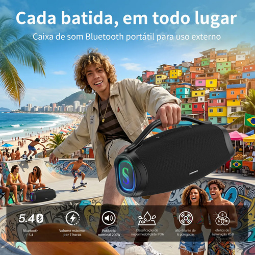 Caixa De Som Sabala Dr-300 200w 39000mah Rgb Bluetooth 5.4