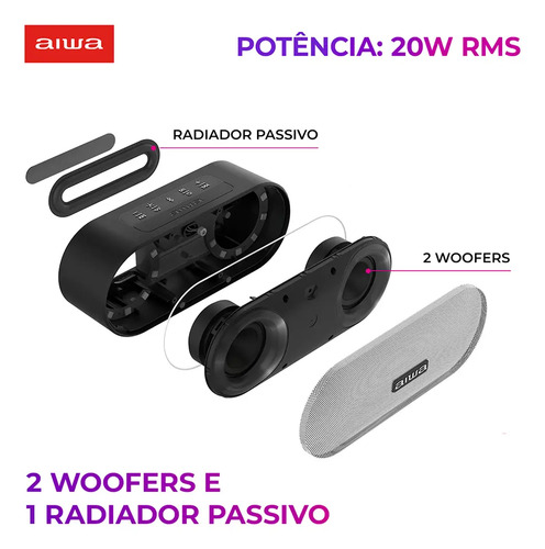 Caixa De Som Speaker Aiwa AWS-SP-01 Bluetooth Cor Preto