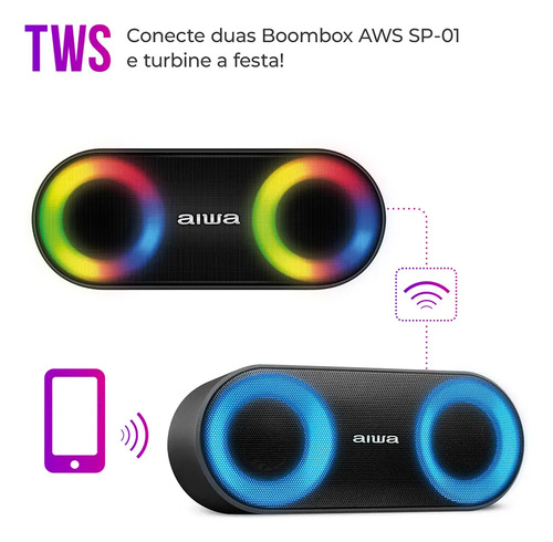 Caixa De Som Speaker Aiwa AWS-SP-01 Bluetooth Cor Preto