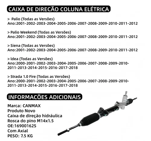 Caixa Direção Hidráulica 16900162s Palio Strada Fire Novo