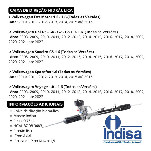 Caixa Direcao Hidraulica Gol Saveiro Voyage G5 G6 G7 Fox