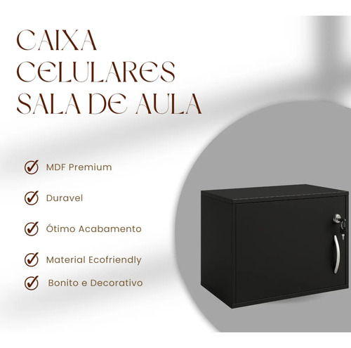 Caixa Guarda Celular Escola Tranca 36 A 45 Celulares Preto