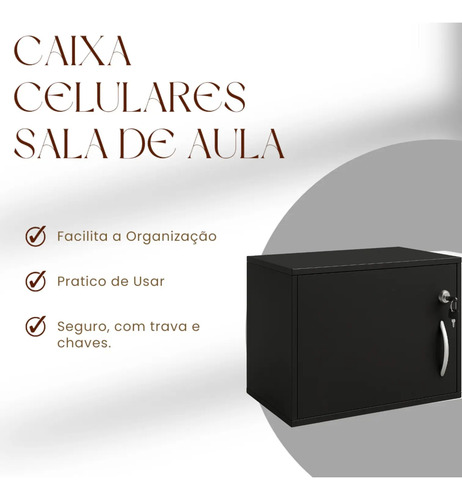 Caixa Guarda Celular Escola Tranca 36 A 45 Celulares Preto
