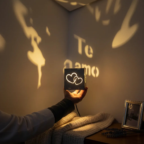 Caixa luminaria luminosa namorados amor presente mdf 1