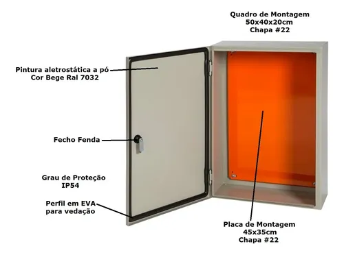 Caixa Montagem 50x40x20 Painel Elétrico Quadro Comando