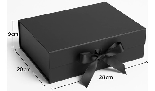 Caixa Presente Premium Magnética E Laço 28x20x9cm - Preta