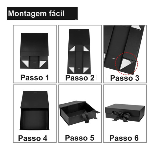 Caixa Presente Premium Magnética E Laço 28x20x9cm - Preta