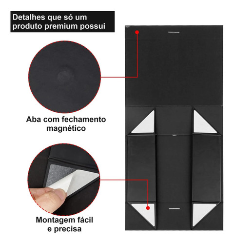 Caixa Presente Premium Magnética E Laço 28x20x9cm - Preta