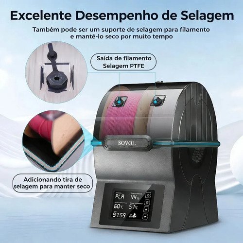 Caixa Secadora Dupla Para Filamento De Impressora 3d Com Controle De Umidade