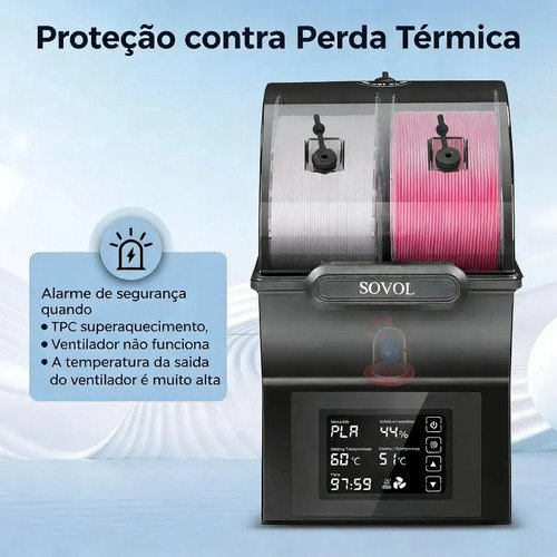 Caixa Secadora Dupla Para Filamento De Impressora 3d Com Controle De Umidade