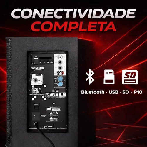 Caixa Som Ativa Saga 8a + 8p Passivo 300w Profissional Cor Preto