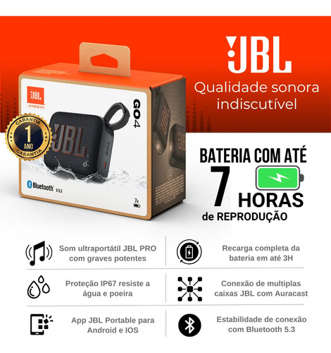 Caixa Som Bluetooth Jbl Go 4 Portátil Original Prova D'água