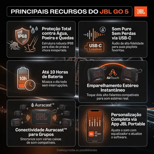 Caixa Som Jbl Go 5 Bluetooth Portátil Original Prova D'água