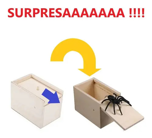 Caixa Surpresa De Madeira Susto Truque Pegadinha Cor Aranha