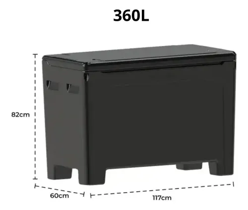 Caixa Térmica 360l Preta Sem Dreno Asperbras Rotomoldagem.