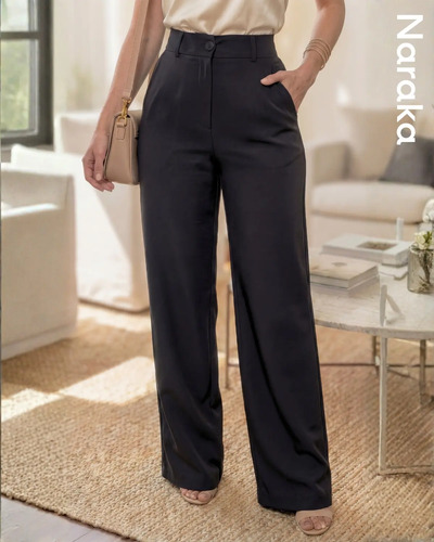 Calca alfaiataria feminina wide leg social cos alto