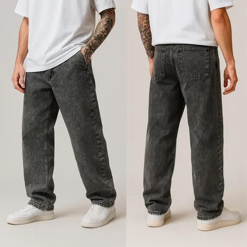 Calça Balão Jeans Masculina Baggy Larga Streetwear Estonada