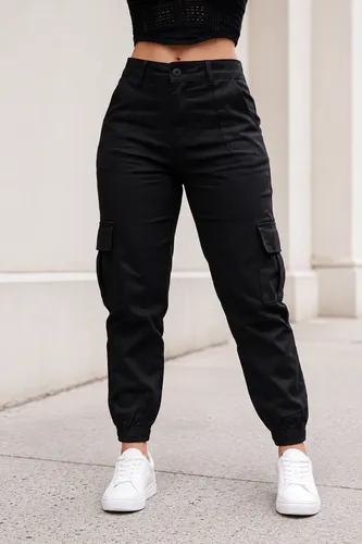 Calca cargo jogger jeans feminina com bolso lateral premium