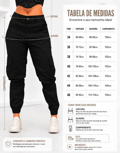 Calça Cargo Jogger Jeans Feminina Com Bolso Lateral Premium