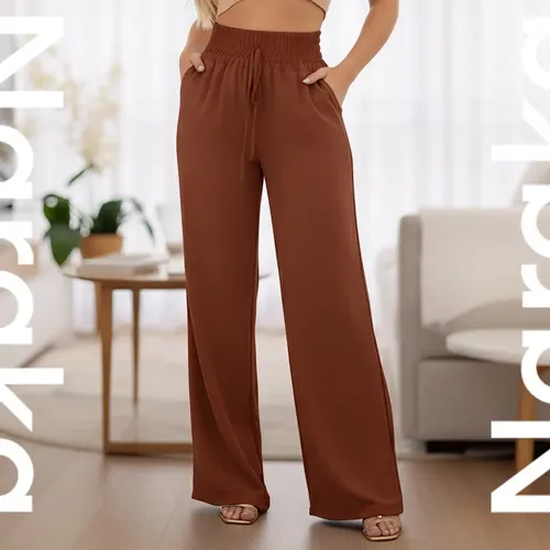 Calca feminina pantalona duna wide leg cintura alta