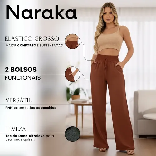 Calça Feminina Pantalona Duna Wide Leg Cintura Alta