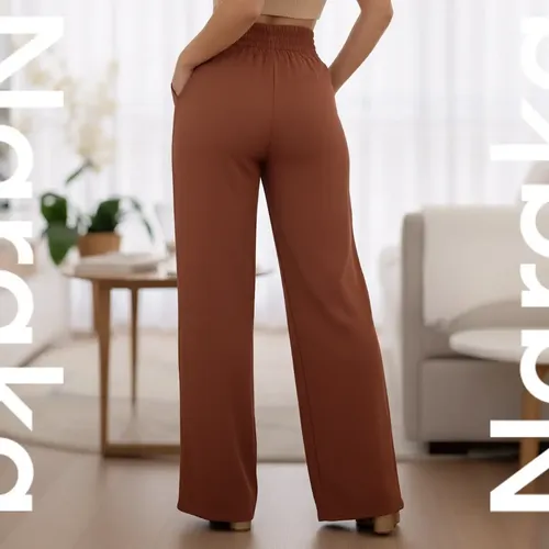 Calça Feminina Pantalona Duna Wide Leg Cintura Alta