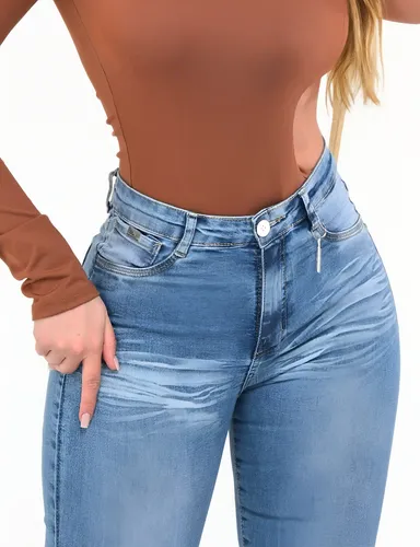 Calça Jeans Flare Feminina Cintura Alta Elastano Blogueira