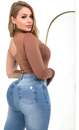 Calça Jeans Flare Feminina Cintura Alta Elastano Blogueira