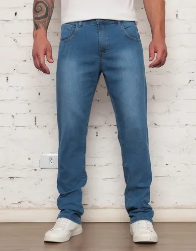 Calca jeans masculina tradicional corte reto