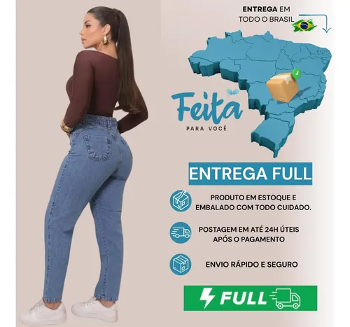 Calça Jeans Mom Feminina Cintura Alta Conforto E Estilo