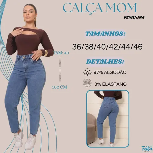 Calça Jeans Mom Feminina Cintura Alta Conforto E Estilo