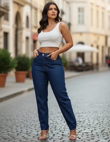 Calca jeans mon cintura alta feminina blogueira premiun