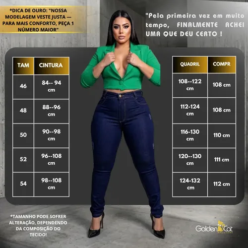 Calça Jeans Plus Size Cintura Alta Elastano Lycra Modeladora
