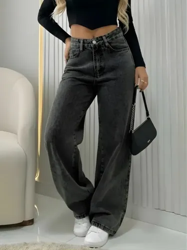 Calça Jeans Wide Leg Feminina Cintura Alta Pantalona