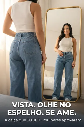 Calça Jeans Wide Leg Feminina Cintura Alta Sem Lycra Stillge